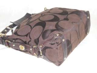 Coach 10620 Large Carly Signature With Leather Trim In Dark Brown WELL 