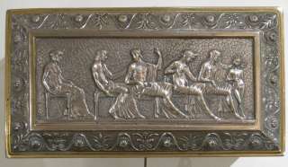 Antique Roman Neoclassical Silvered Bronze Cigar Box  