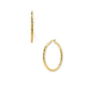 Argento Vivo Diamond Cut Round Hoop Earrings Jewelry