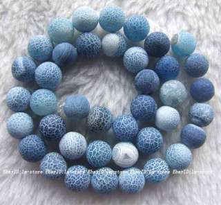 10mm Blue Matte Agate Round Beads 15  