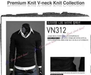 Casual Stylish Knit Fashion Slim Fit V neck Bottoming Knit Sweater 