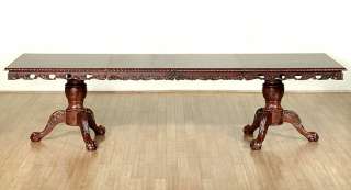 10Ft Walnut Chippendale Double Pedestal Dining Table  