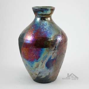 Artist Signed Handcrafted Raku Bottle Vase Pottery RB121810 63 Ron 