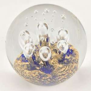   Art Gold Cloud w/ Blue Surface Paperweight PW 6114