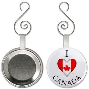  I HEART CANADA World Flag 2.25 inch Button Style Ornament 