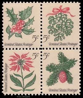 Scott 1254a 57a 1257c Christmas Block of 4 Experimental Tagged 1964 