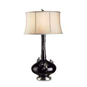 Currey & Company 6371 Chameleon Table Lamps in Black Porcelain/ Silver