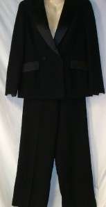 Womens  Black Tuxedo Pantsuit 10P 12P  