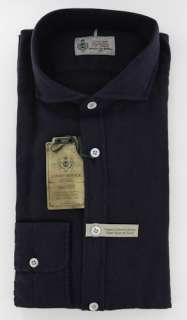 New $375 Borrelli Navy Blue Shirt L/L  