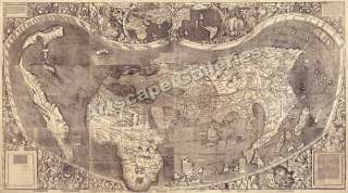 1507 Historic Wall Map Waldseemuller 1500s   14x24  