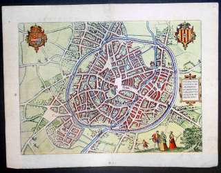 1575 Braun Hogenberg Antique Print of Mechelen, Belgium  