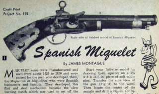 SPANISH MIQUELET 1625 1850 WOOD MODEL PISTOL DIY PLANS  
