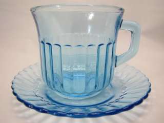 Fortecrisa Mexico Ice Blue Glass Swirl Cup & Saucer  
