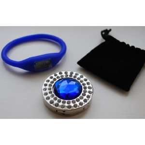  2012 Dual Diamond Blue Gem Purse Hook + Silicone Watch and 
