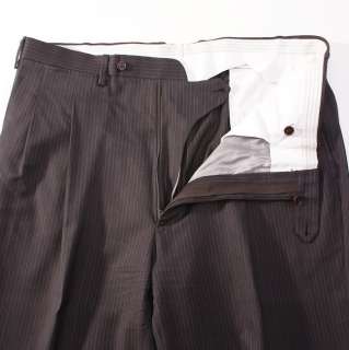   7500 KITON Handmade Brown Blue Stripe Super 180s Wool Suit 44 R Italy