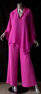 and vivid, this artfully cut silk chiffon outfit just floats as you 