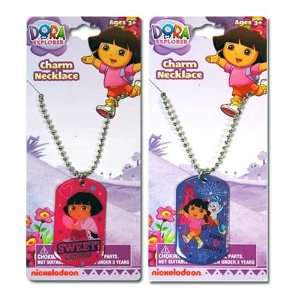  12 Pack Dora the Explorer Metal Dog Tag Charm Necklaces 
