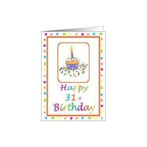  31 Years Old Lit Candle Cupcake Birthday Party Invitation 