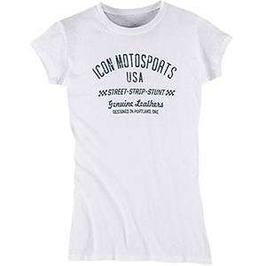  Icon Womens Street Strip Stunt T Shirt   Small/White 