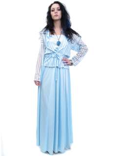 Vintage 60s Powder Blue GODDESS SWEEP Maxi BOHO Hippie Dress 