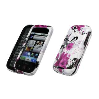 For Motorola CLIQ Purple Flowers Case+Car Charger+Wall Charger 