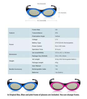 Samsung Rechargable Active TV 3D Glasses SSG 2200Kr for Kid  