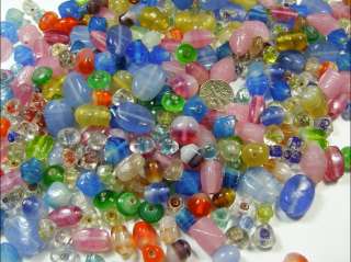 TWO POUNDS ASSORTED RAINBOW COLORED GLASS BEAD (BD 230)  