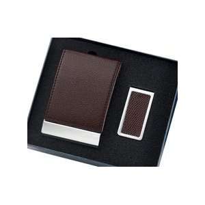  Free Personalized Brown Leatherette BusinessCard Case & Money 