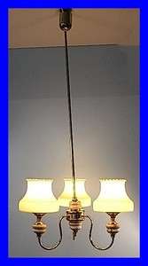 LARGE MID CENTURY GLASS 3 LIGHT CEILING LAMP 1960 AF80  