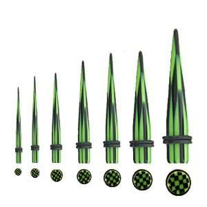 and Green Checkerboard Acrylic Taper Stretching Kit Hole Tapers 10G 8G 