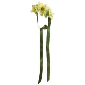  Faux 4 Phalaenopsis Orchid Wrist Corsage Two Tone Green 