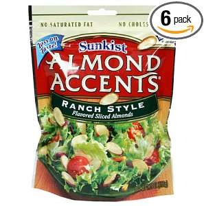 Sunkist Almond Accents, Ranch Style, 3.75 Ounce Units (Pack of 6)
