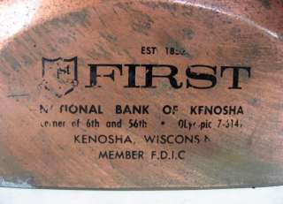   KENNEDY JFK BUST METAL BANK 1964 FIRST NATIONAL BANK OF KENOSHA #115
