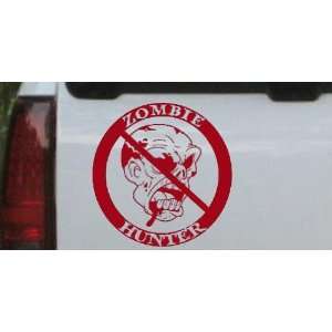 Zombie Hunter Funny Car Window Wall Laptop Decal Sticker    Red 10in X 
