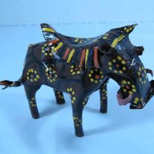  Painted Metal Warthog From Zimbabwe