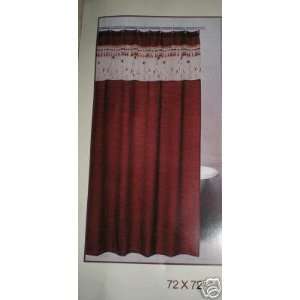  Burgundy Sexy with Emb Fringe Shower Curtain + Vinly 
