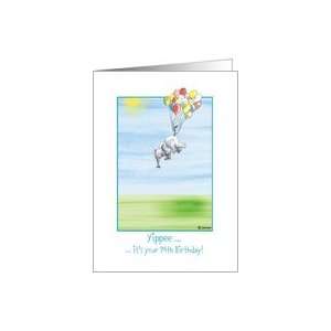  94th Birthday, cute Elephant flying with balloons Card 