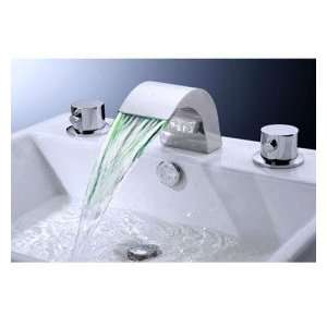  LED Waterfall Contemporary Widespread Bathroom Sink Faucet 