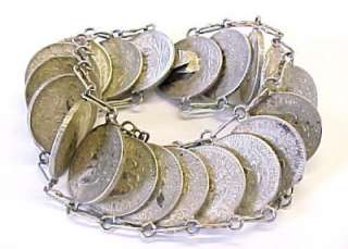 Vintage Mexican Silver Coin Bracelet (20 cent) ~ 7 1/2  