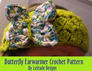   Butterfly Earwarmers Headband Crochet Pattern by Lori 