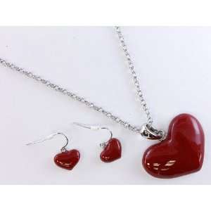   Pinup Girl Red Chuky Heart Necklace and Earring Sets 
