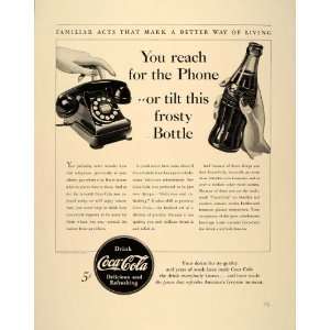   Ad Coca Cola Coke Bottle Dial Telephone B/W RARE   Original Print Ad