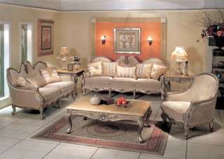 Traditional Elegant Formal Fabric Sofa Loveseat 2 Pc Living Room Set 