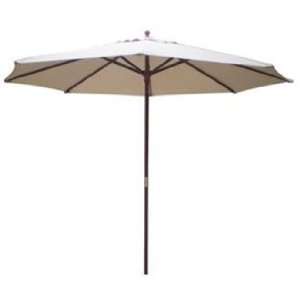  High Natural Market Umbrella with Wooden Pole Patio, Lawn & Garden