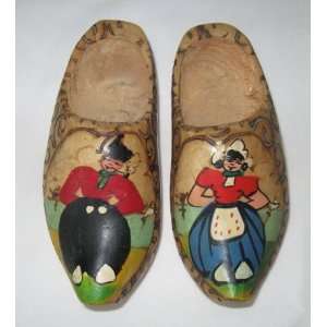   Childrens Vintage Dutch Wooden Shoes Klompen Clogs 