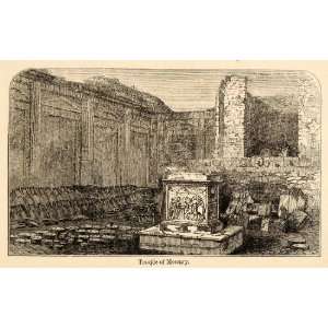  1871 Woodcut Temple Mercury Roman Pompeii Italy Archeology 
