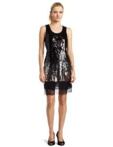 NEW* BCBG Black Ombre Sequin Lace Tank Dress XXS $548  