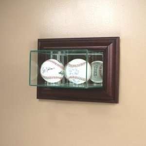   Double Baseball Display Case with Cherry Wood Molding 