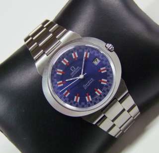 80S OMEGA GENEVE DYNAMIC BLUE RACING DIAL DATE AUTO MANS  