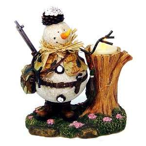  Hunting Snowman Candle Votive Holder